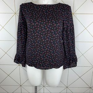 Loft NWT Floral Print Bell Sleeve Blouse Size Small